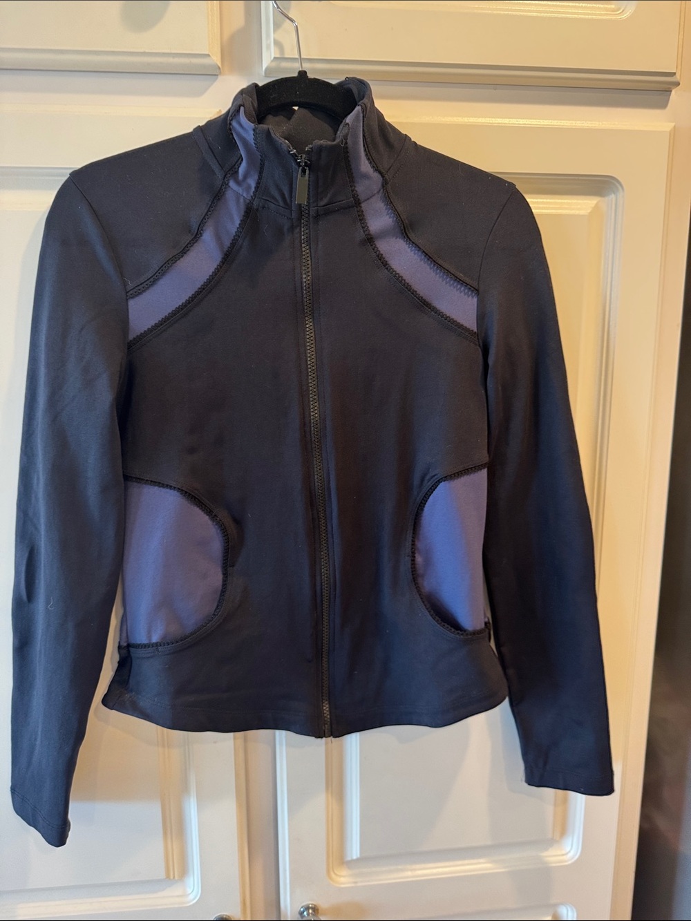 Women’s Black Jacket with Purple Accent - Zip Front Utility Style